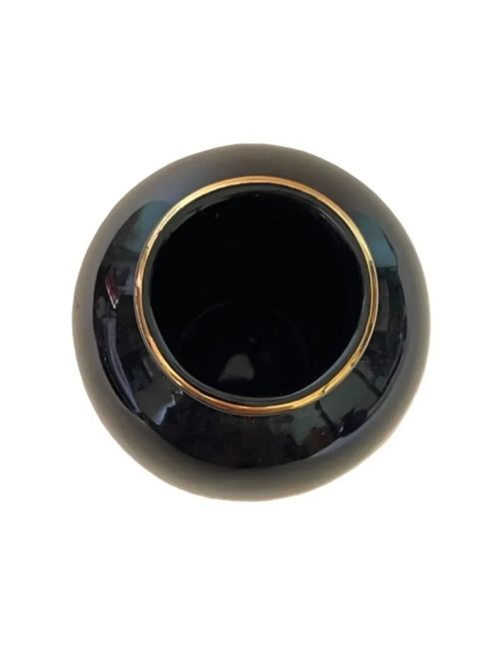 Vintage Japanese Bigei Toki Black Porcelain Bud Vase Gold Silver Floral Iris 6